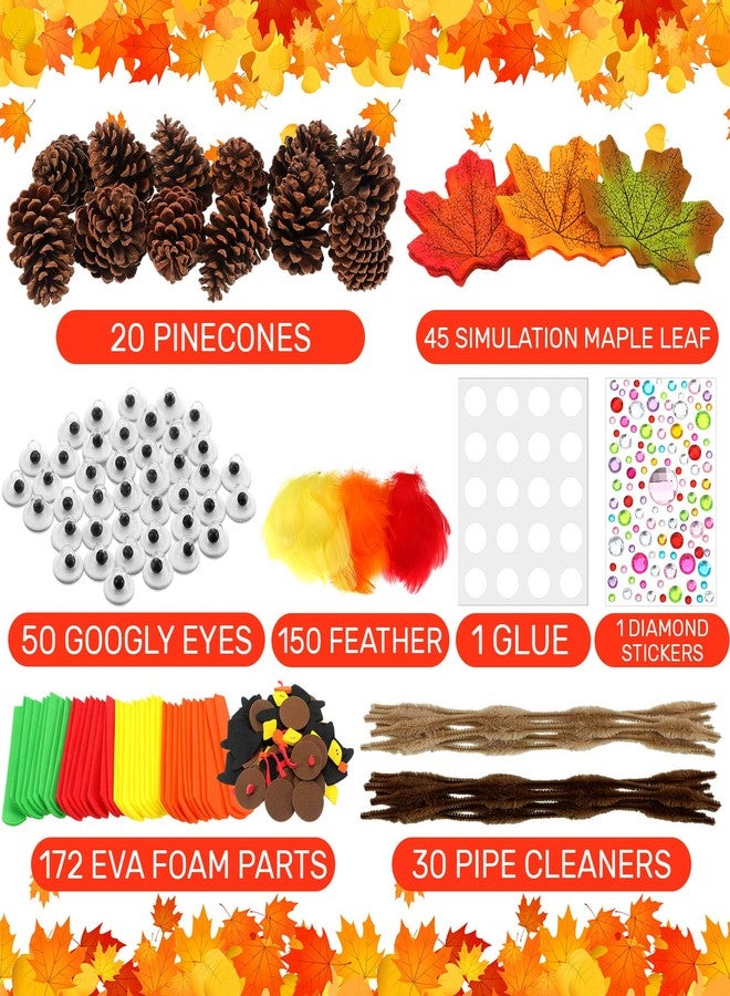 Seenelling 20 Sets Thanksgiving Pinecone Turkey Craft Kit Fall Autumn Craft Kits DIY Turkey Handcraft Sets Thankful Dinner Activity Project, Table Centerpiece Decorations Party Favor Supplies - Image 2